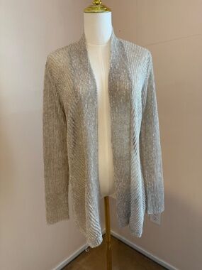 Eileen Fisher Women's Tan Lightweight Linen Open Cardigan Size Small